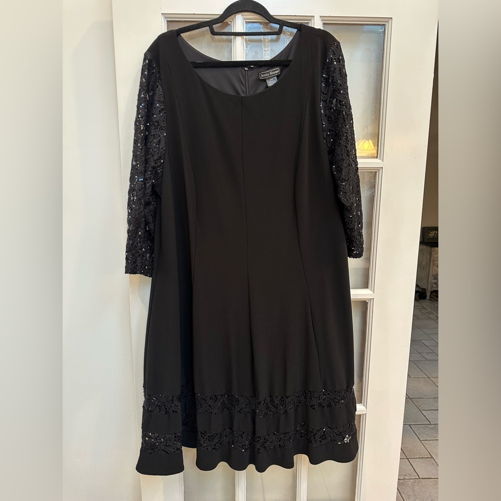 Jessica Howard Whimsigoth Midi Dress Lace Sequin Sleeves Romantic Plus Size 24W